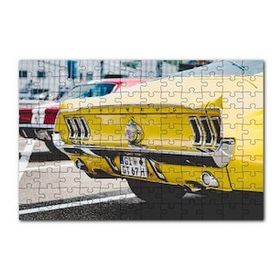 Cakapuzzle Sarı Mustang Klasik Arka Görünüş Yakın Plan 120 Parça Ahşap Puzzle