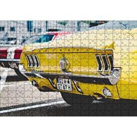 Cakapuzzle Sarı Mustang Klasik Arka Görünüş Yakın Plan 120 Parça Ahşap Puzzle