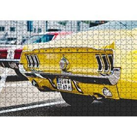 Cakapuzzle Sarı Mustang Klasik Arka Görünüş Yakın Plan 120 Parça Ahşap Puzzle