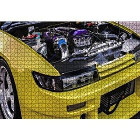 Cakapuzzle Sarı Spor Araba Far ve Motor Detayı 120 Parça Ahşap Puzzle