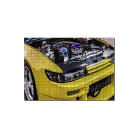 Cakapuzzle Sarı Spor Araba Far ve Motor Detayı Mdf 1000 Parça Puzzle