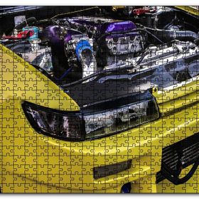 Cakapuzzle Sarı Spor Araba Far ve Motor Detayı Mdf 1000 Parça Puzzle