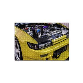 Cakapuzzle Sarı Spor Araba Far ve Motor Detayı Mdf 120 Parça Puzzle