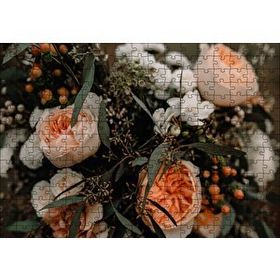Cakapuzzle Sarı Turuncu Beyaz Çiçekler 120 Parça Ahşap Puzzle