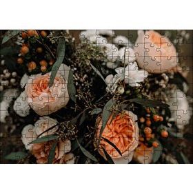 Cakapuzzle Sarı Turuncu Beyaz Çiçekler 120 Parça Ahşap Puzzle
