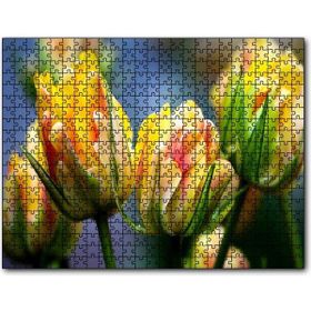 Cakapuzzle Sarı Turuncu Yeşil Tonlarda Lale Çiçeği 120 Parça Puzzle
