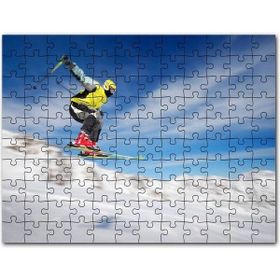 Cakapuzzle Sarı ve Beyaz Ceketli Spor Kayakçı Mdf 255 Parça Puzzle