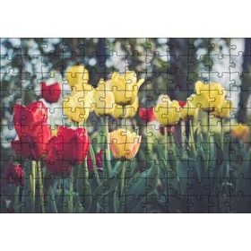 Cakapuzzle Sarı ve Kırmızı Laleler Flu Arkaplan 120 Parça Ahşap Puzzle
