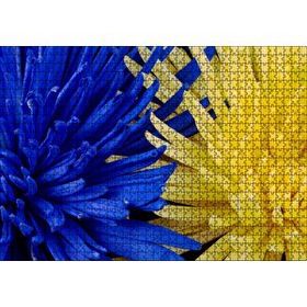 Cakapuzzle Sarı ve Mavi Çiçekler Yanyana Yakın Çekim 120 Parça Ahşap Puzzle