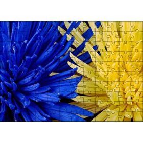 Cakapuzzle Sarı ve Mavi Çiçekler Yanyana Yakın Çekim 120 Parça Ahşap Puzzle