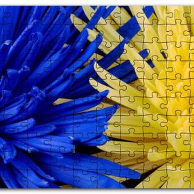 Cakapuzzle Sarı ve Mavi Çiçekler Yanyana Yakın Çekim Mdf 255 Parça Puzzle