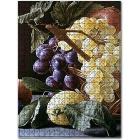 Cakapuzzle Sarı ve Siyah Üzümler Limon ve Elma Ahşap 255 Parça Puzzle