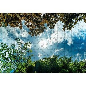 Cakapuzzle Sarı ve Yeşil Yapraklar Arasından Gökyüzü 120 Parça Ahşap Puzzle
