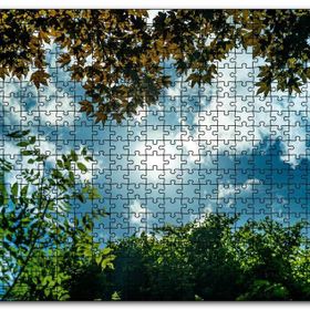 Cakapuzzle Sarı ve Yeşil Yapraklar Arasından Gökyüzü Mdf 500 Parça Puzzle