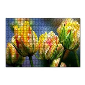 Cakapuzzle Sarı Yeşil Çiçekler Yakın Plan 120 Parça Ahşap Puzzle