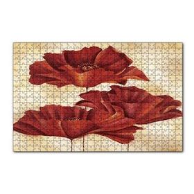 Cakapuzzle Sarı Zeminde Üç Kırmızı Gelincik 120 Parça Ahşap Puzzle
