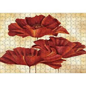 Cakapuzzle Sarı Zeminde Üç Kırmızı Gelincik 120 Parça Ahşap Puzzle