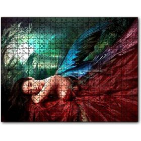 Cakapuzzle Saten Elbiseli Fantastik Kadın ve Kanatları Mdf 120 Parça Puzzle