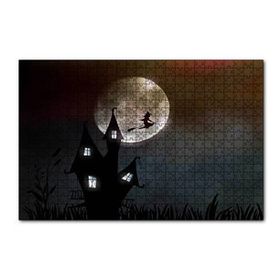 Cakapuzzle Şato Dolunay ve Süpürgeli Cadı 120 Parça Ahşap Puzzle