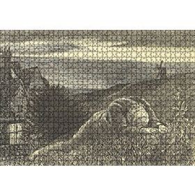 Cakapuzzle Şato Tepeler Yeldeğirmeni ve Uzanan Adam 120 Parça Ahşap Puzzle