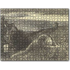 Cakapuzzle Şato Tepeler Yeldeğirmeni ve Uzanan Adam 500 Parça Ahşap Puzzle