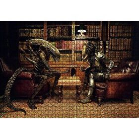 Cakapuzzle Satranç Oynayan Alien ve Avcı Mdf 1000 Parça Puzzle