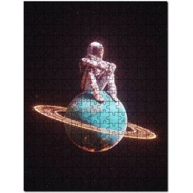 Cakapuzzle Satürn Sıkışmış Astronot Fantastik Görsel Mdf 1000 Parça Puzzle