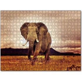 Cakapuzzle Savanada Günbatımı ve Erkek Fil 1000 Parça Puzzle
