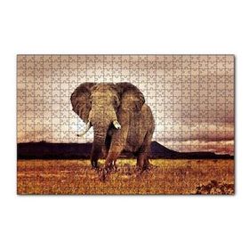 Cakapuzzle Savanada Günbatımı ve Erkek Fil 120 Parça Ahşap Puzzle