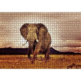 Cakapuzzle Savanada Günbatımı ve Erkek Fil 120 Parça Ahşap Puzzle