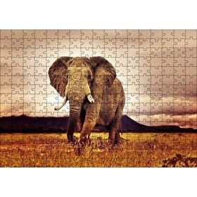Cakapuzzle Savanada Günbatımı ve Erkek Fil 120 Parça Ahşap Puzzle