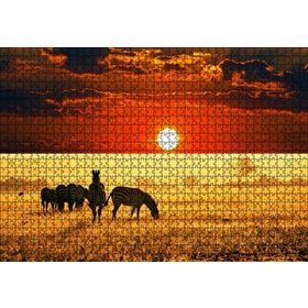 Cakapuzzle Savanada Günbatımı ve Zebralar 1000 Parça Puzzle