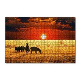 Cakapuzzle Savanada Günbatımı ve Zebralar 120 Parça Ahşap Puzzle