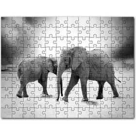 Cakapuzzle Savanada İki Fil ve Bulutlu Gökyüzü Monokrom Mdf 255 Parça Puzzle