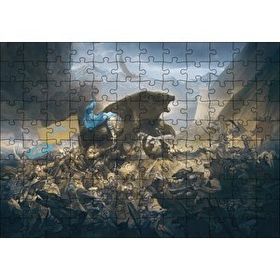 Cakapuzzle Savaş Alanında Savaşçılar ve Dev Ayı 120 Parça Ahşap Puzzle