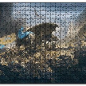 Cakapuzzle Savaş Alanında Savaşçılar ve Dev Ayı Mdf 500 Parça Puzzle