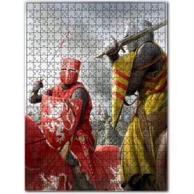 Cakapuzzle Savaş Meydanında Tam Zırhlı İki Şövalye Ahşap 255 Parça Puzzle
