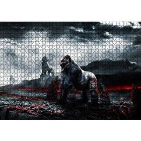 Cakapuzzle Savaşçı Goriller ve Lav Denizi 120 Parça Ahşap Puzzle