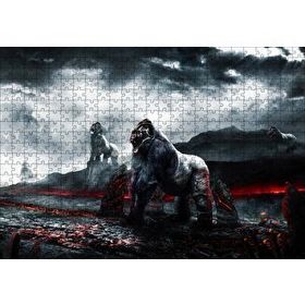 Cakapuzzle Savaşçı Goriller ve Lav Denizi Mdf 500 Parça Puzzle