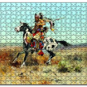 Cakapuzzle Savaşçı Kızılderili Yağlıboya Ahşap 1000 Parça Puzzle