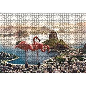 Cakapuzzle Şehir Deniz Filamingolar Fantastik 1000 Parça Ahşap Puzzle