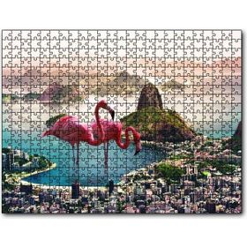 Cakapuzzle Şehir Deniz Filamingolar Fantastik 120 Parça Ahşap Puzzle
