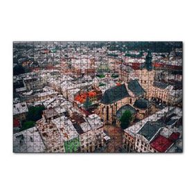 Cakapuzzle Şehir ve Renkli Çatılar Kuşbakışı Görünüm 120 Parça Ahşap Puzzle