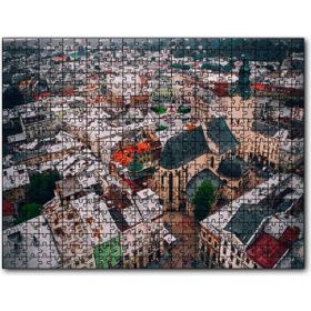 Cakapuzzle Şehir ve Renkli Çatılar Kuşbakışı Görünüm 255 Parça Ahşap Puzzle