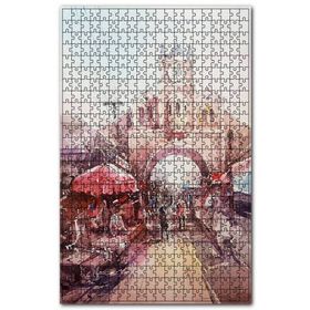 Cakapuzzle Şehrin Girişindeki Saat Kulesi Ahşap 1000 Parça Puzzle