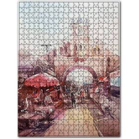 Cakapuzzle Şehrin Girişindeki Saat Kulesi Ahşap 1000 Parça Puzzle
