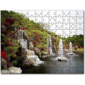 Cakapuzzle Şelale Fıskiyeler Ağaçlar ve Açelyalar 1000 Parça Ahşap Puzzle