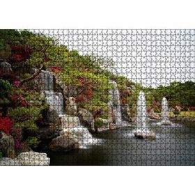 Cakapuzzle Şelale Fıskiyeler Ağaçlar ve Açelyalar 1000 Parça Ahşap Puzzle