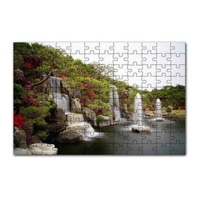 Cakapuzzle Şelale Fıskiyeler Ağaçlar ve Açelyalar 120 Parça Ahşap Puzzle