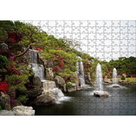 Cakapuzzle Şelale Fıskiyeler Ağaçlar ve Açelyalar 255 Parça Ahşap Puzzle